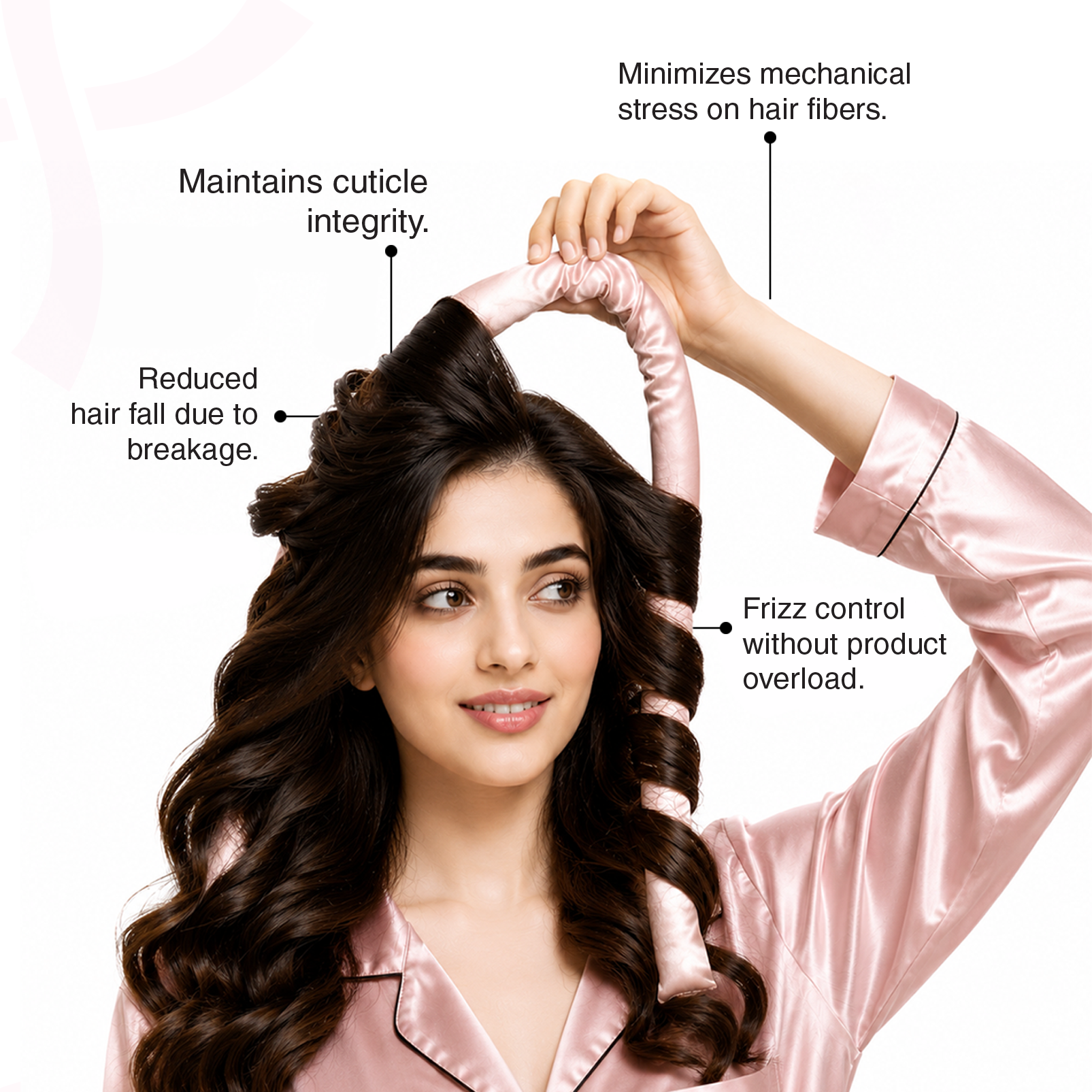 Overnight Hair Recovery System – Silk Pillowcase, Heatless Curler, Scrunchies &amp; Clip Set