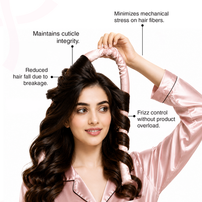 Overnight Hair Recovery System – Silk Pillowcase, Heatless Curler, Scrunchies &amp; Clip Set