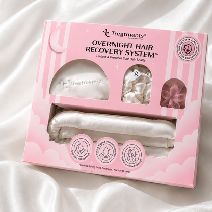 Overnight Hair Recovery System – Silk Pillowcase, Heatless Curler, Scrunchies &amp; Clip Set