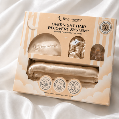 Overnight Hair Recovery System – Silk Pillowcase, Heatless Curler, Scrunchies &amp; Clip Set