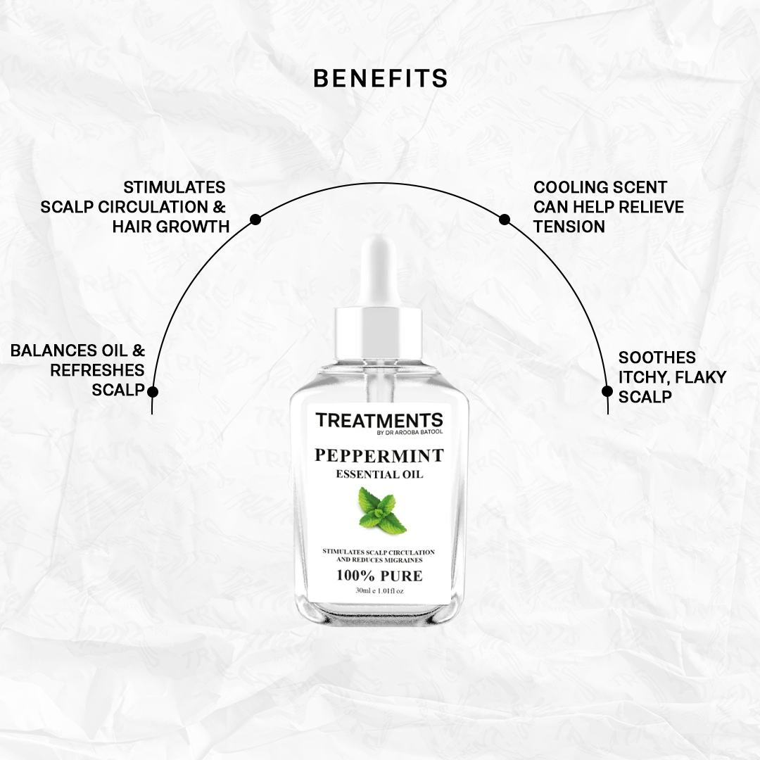 Peppermint Essential Oil - Stimulates scalp circulation  and reduces migraines