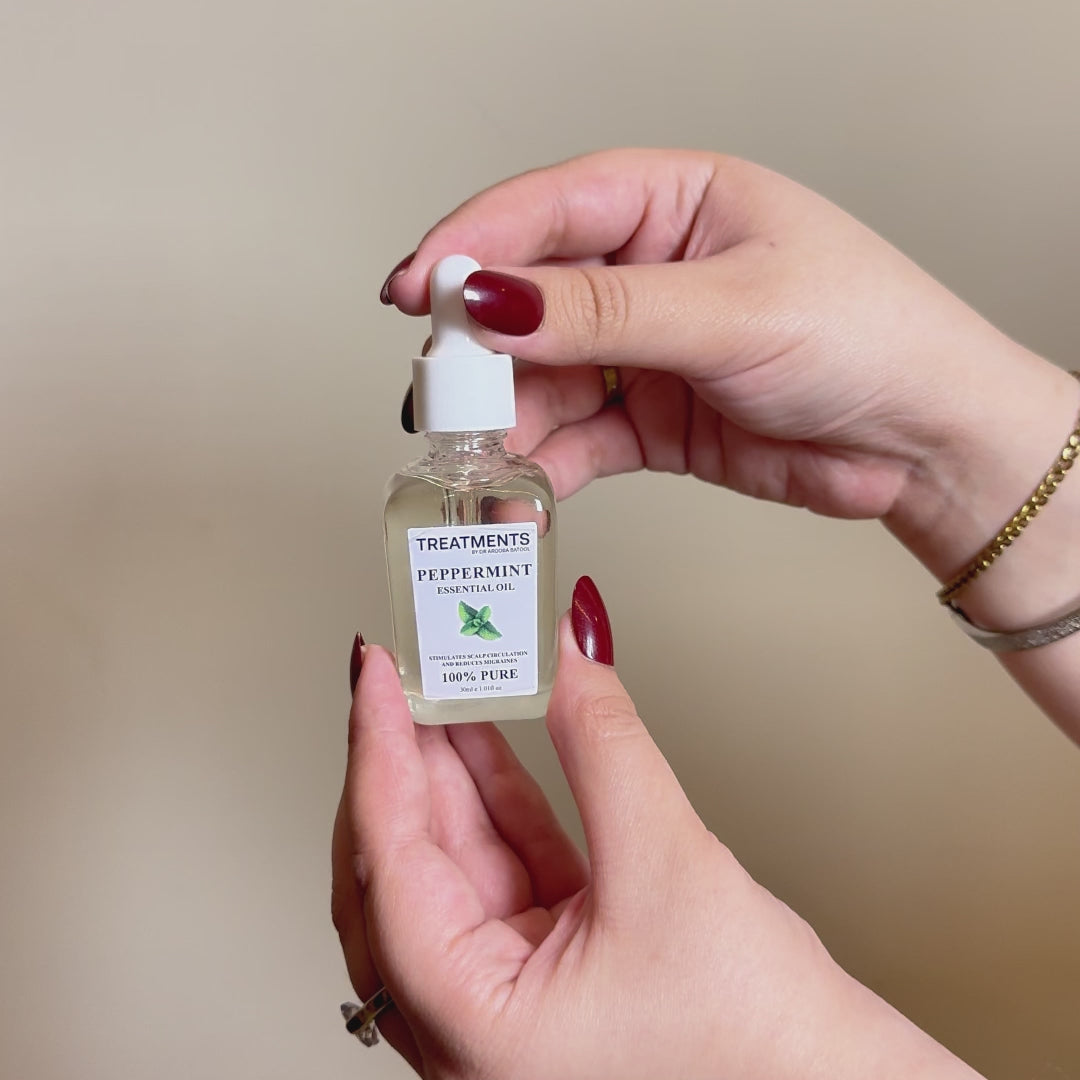 Peppermint Essential Oil - Stimulates scalp circulation  and reduces migraines